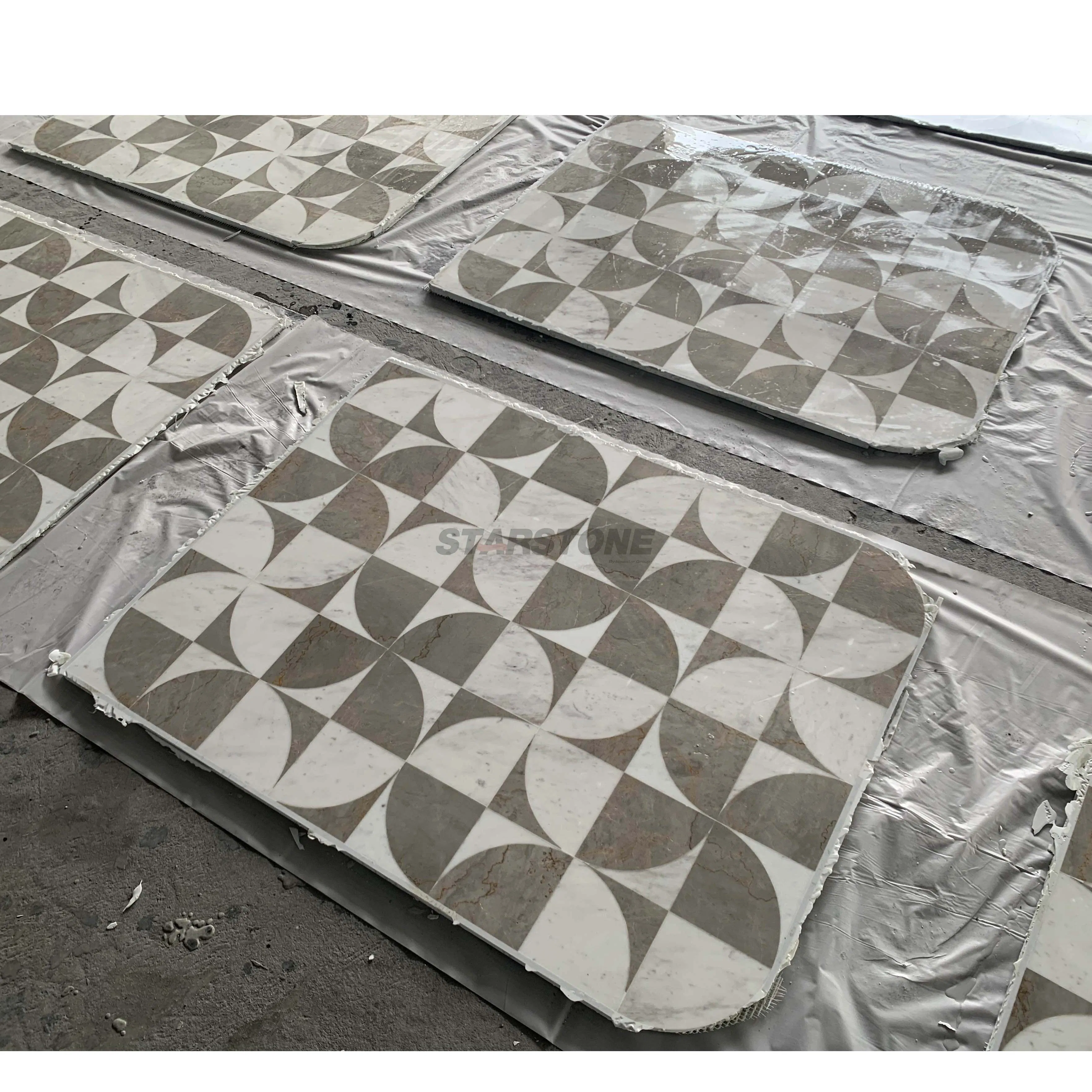New Arrival Custom Marble Water Jet Tile for Luxury Floor Design and Decorative Marble Mosaic Patterns