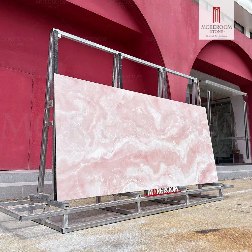 Pink Sintered Stone Countertop Artificial Porcelain Marble Slab for Wall and Floor
