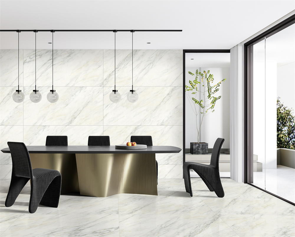 Large Format White Marble Look Tiles