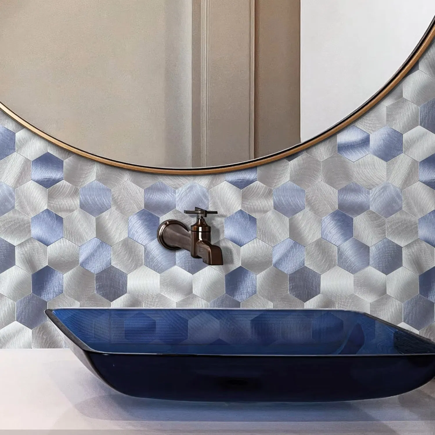 Factory Price Bathroom Kitchen Wall Decoration Home Decor Metallic Decorative 3D New Building Material Peel and Stick Mosaic Mural Tile