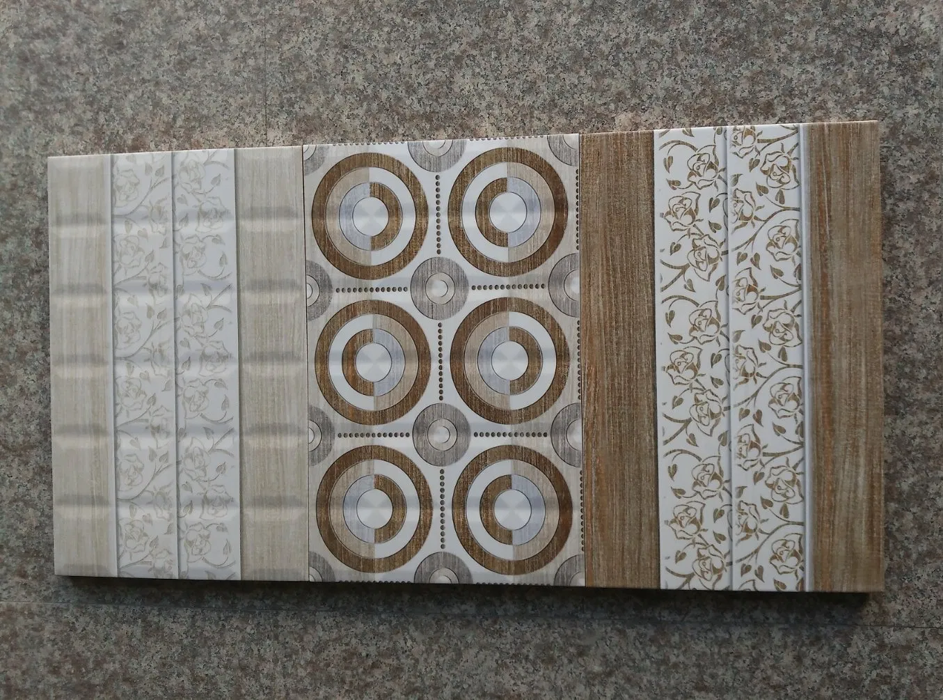 Beveled Wood Texture Block Mosaic Pattern Look Ceramic Wall Tile