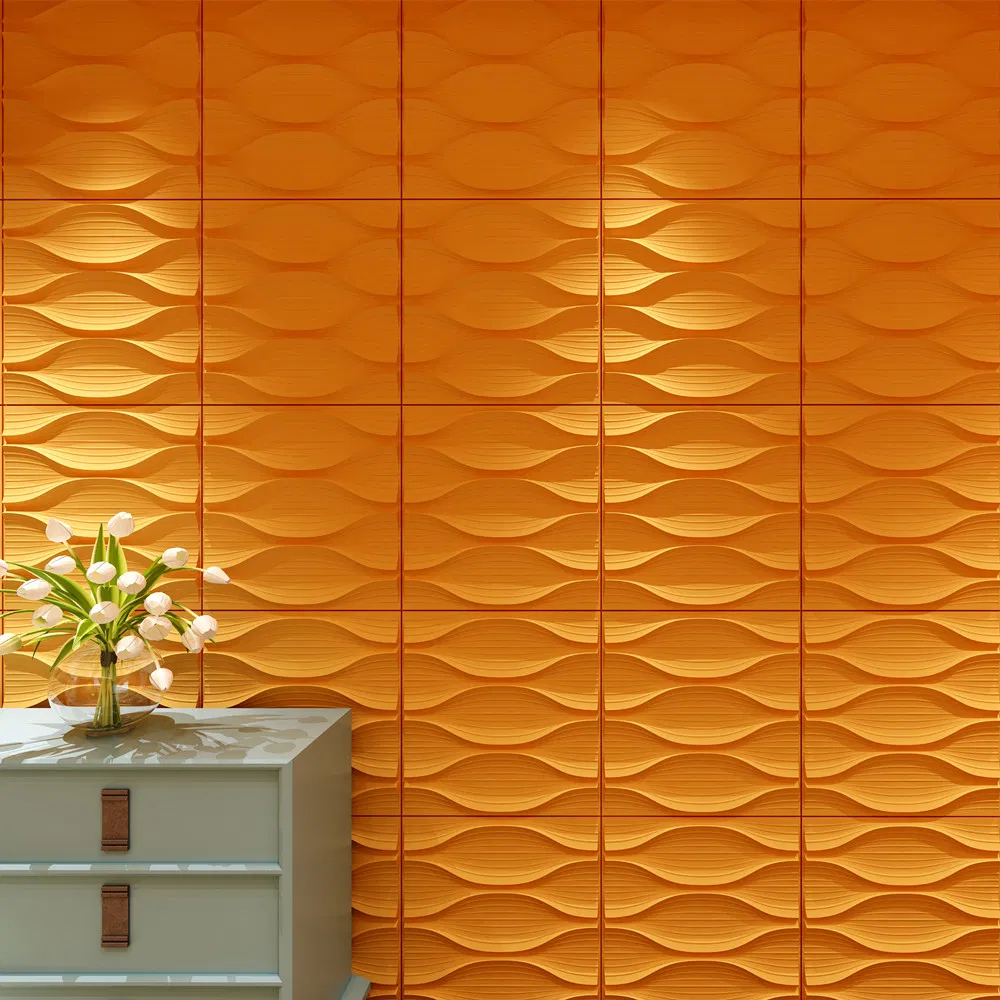 Manufacturer 625mm*800mm 3D Plant Fiber Wall Panels Decorative Paintable Art 3D Wall Tiles