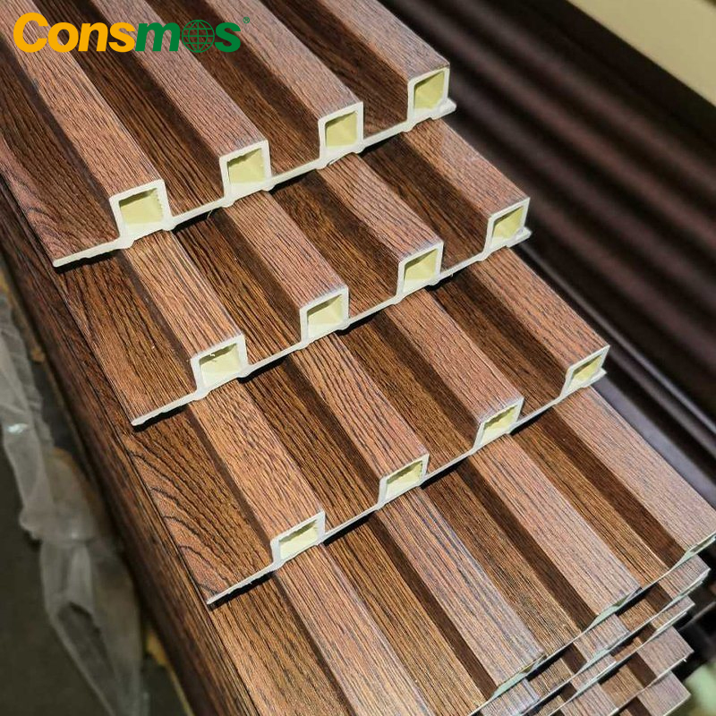 Consmos Factory Wholesale Wood Alternative Building Material Interior Fluted Cladding PVC Decorative WPC Wall Panel