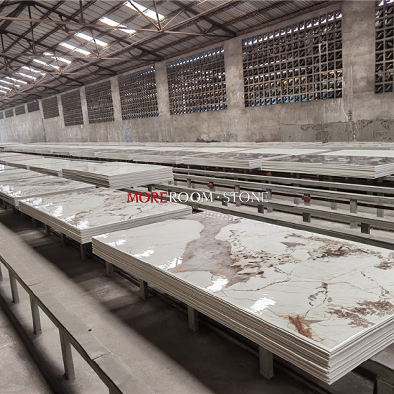 Interior Glazed White Calacatta Marble Large Format Thin Ceramic Porcelain Wall Tiles