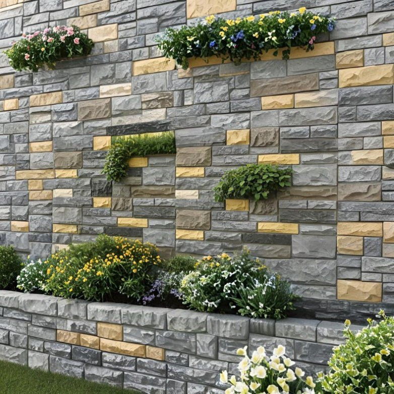 3D Waterproof Faux Stone Decorative Exterior Wall Panel Polyurethane Artificial Wall Cladding Facade Tile for House Building Wall Decoration