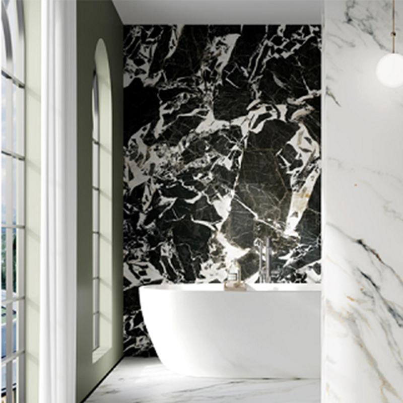 Grand Antique Black Marble Large Porclain Glossy Napoleon Black Sintered Stone Slab