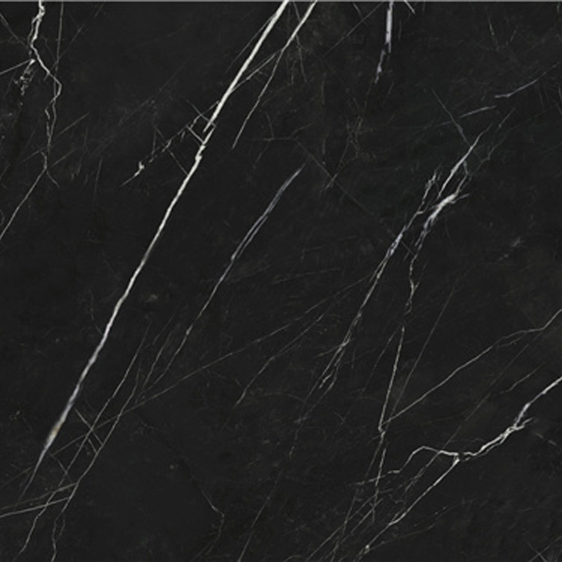 Living Room Background Wall Black Marble Tiles Large Format Continuous Pattern Wall Tiles