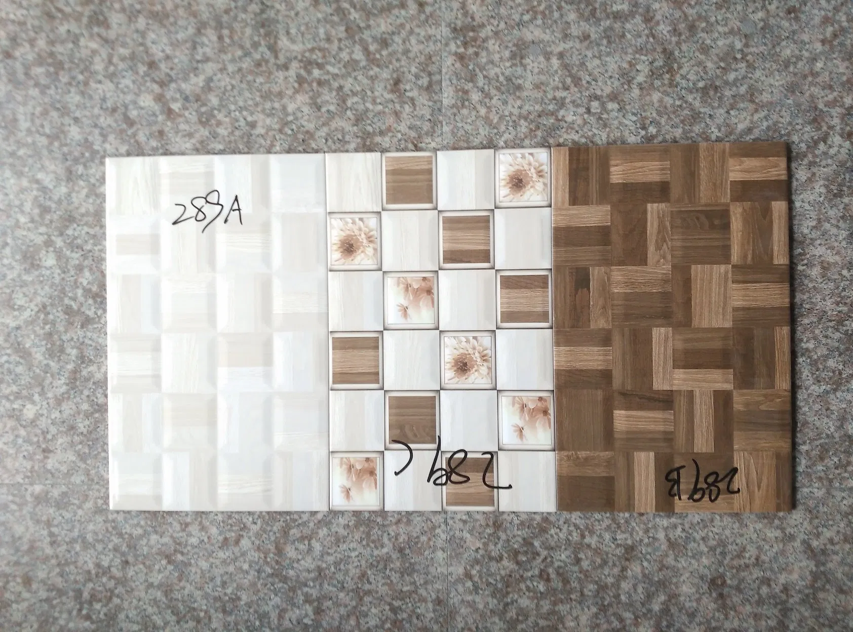 Beveled Wood Texture Block Mosaic Pattern Look Ceramic Wall Tile
