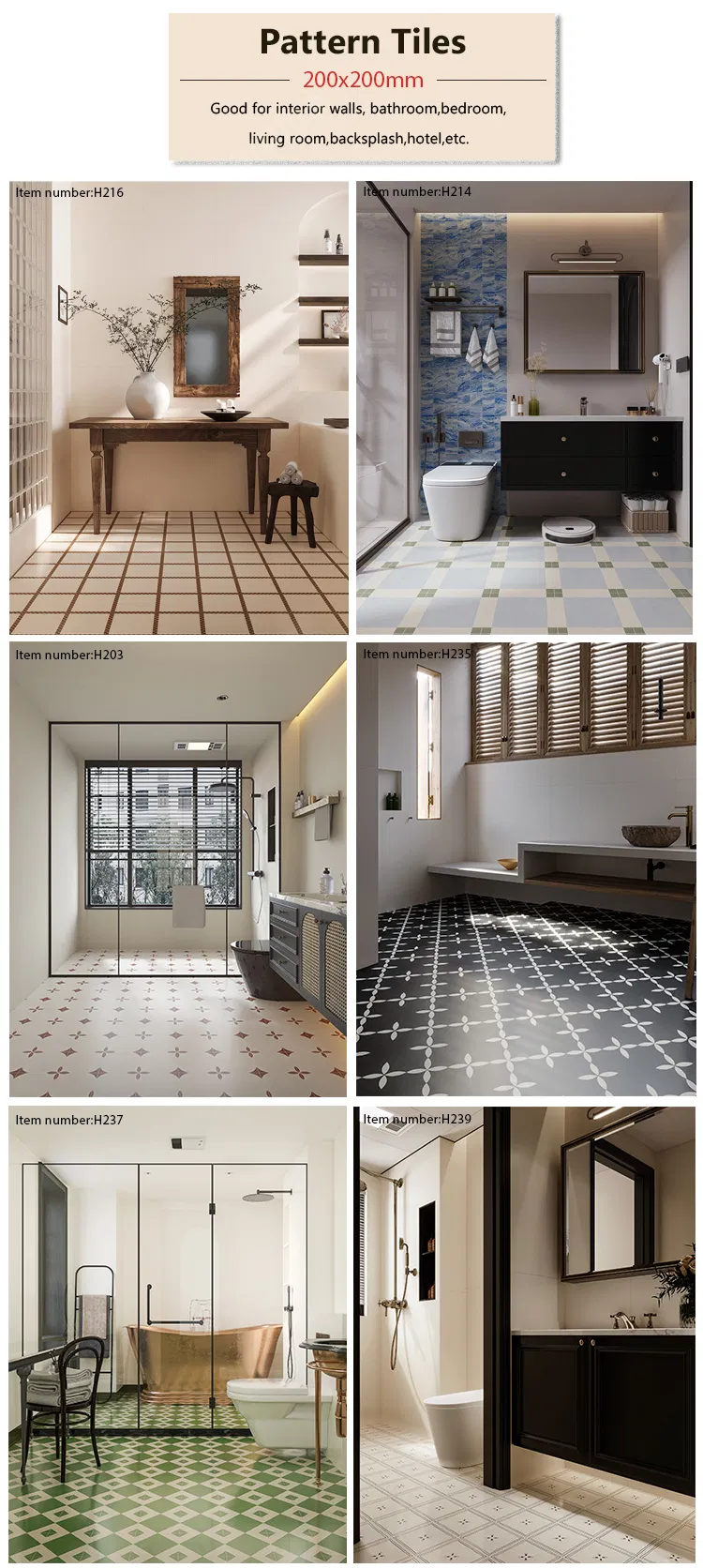 Ceramic Pattern Tile Dimensions