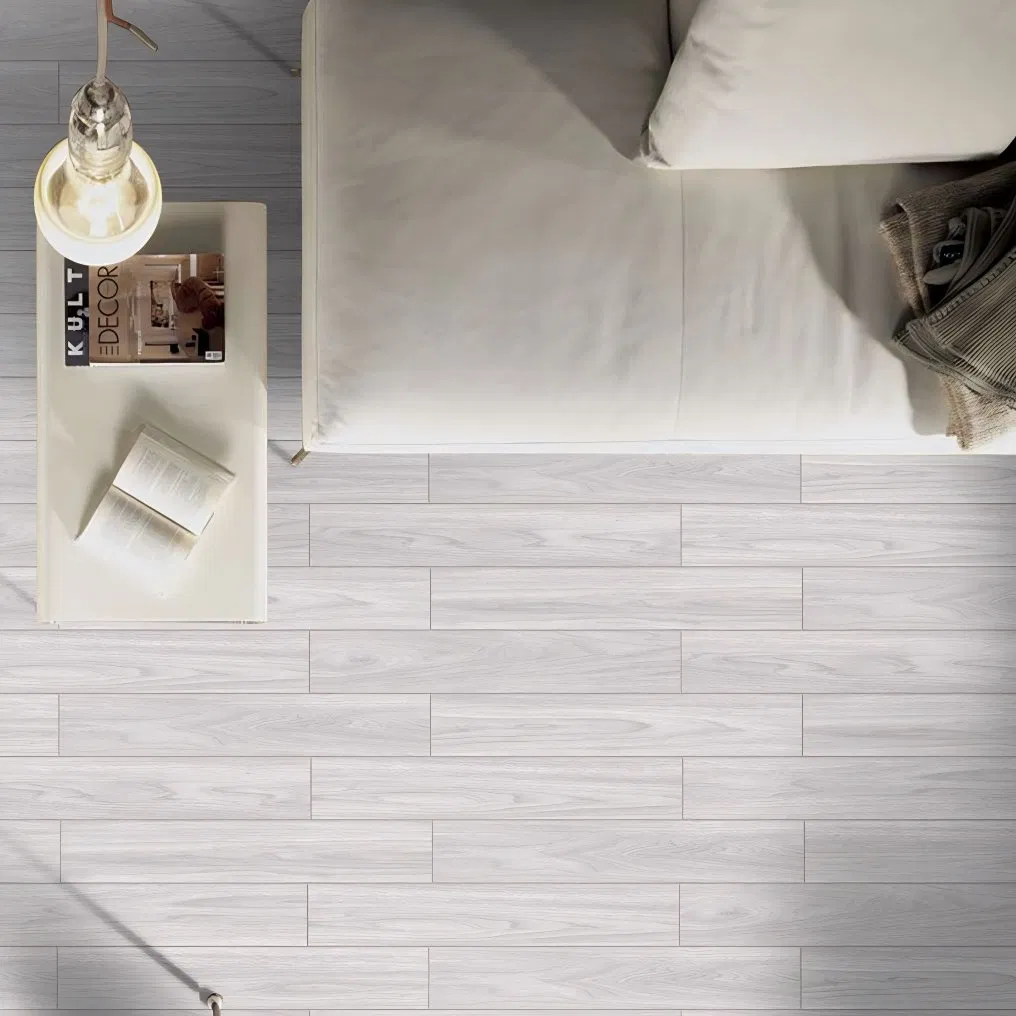 Cheap 150X900mm Walnut Grain Ceramic Tile Dark Brown Glazed Wood Pattern Floor Tiles for Large Project Decoration