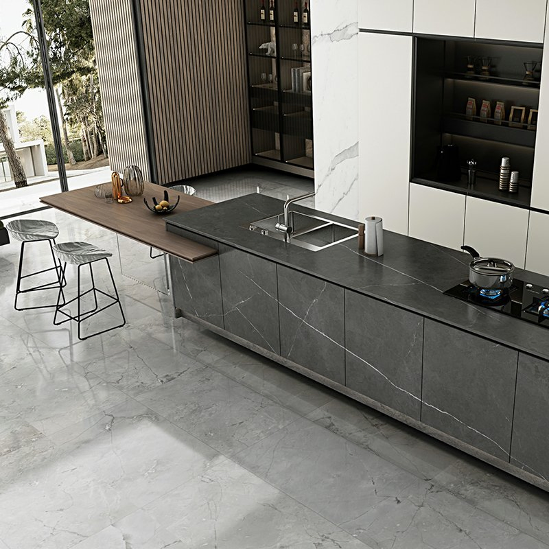 Customized Sintered Stone Kitchen Countertop Grey Sintered Stone Porcelain Slab Countertop