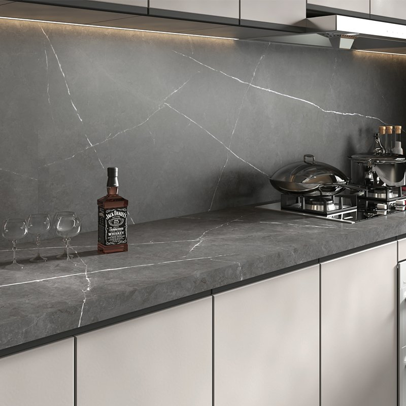 Customized Sintered Stone Kitchen Countertop Grey Sintered Stone Porcelain Slab Countertop