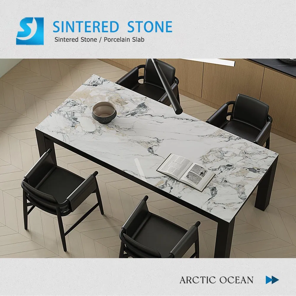 Eco Friendly Large Format Porcelaim Marble Look Sintered Stone Coffee Table Round White Design High UV Resistance for Outdoor Use