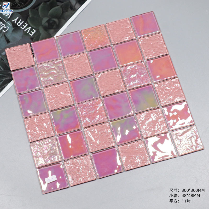 Luxury Flooring Bathroom Wall Decorative Mosaics Customized Color Mixed Swimming Pool Glass Mosaic Tile