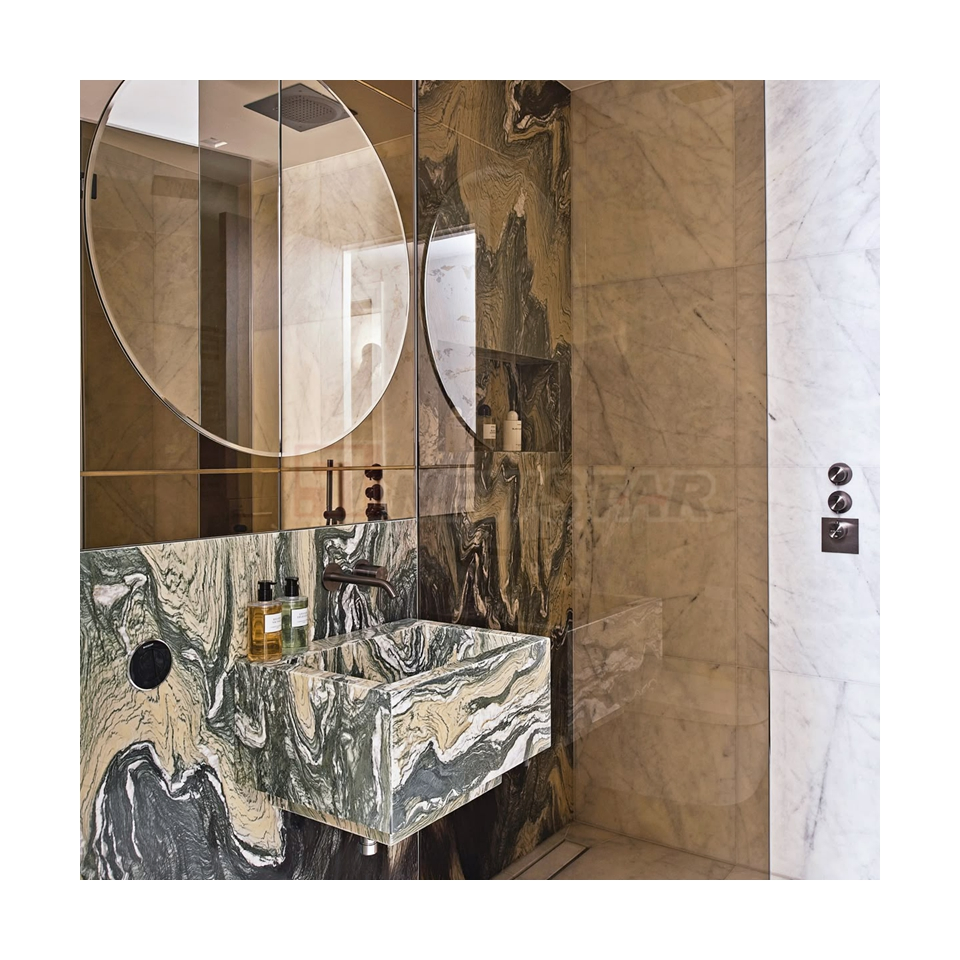 Newstar Wholesale Price Natural Stone Marble Slab for Bathroom Shower Wall