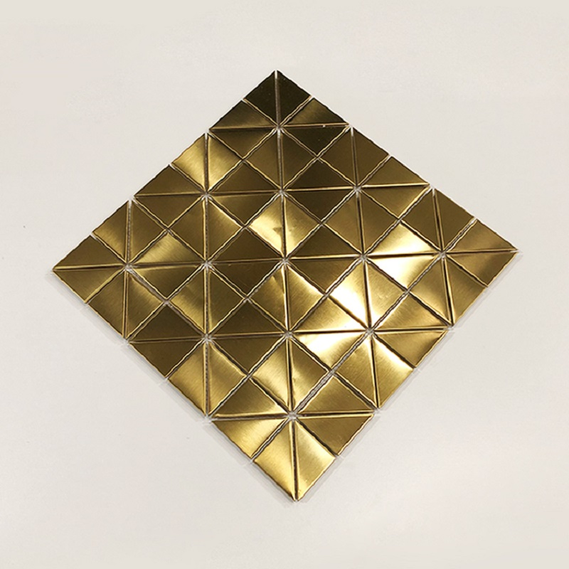 PVD Gold 3D Metal Mosaic Tile Decorative Stainelss Steel Trim for Bathroom Kitchen Wall Decoration
