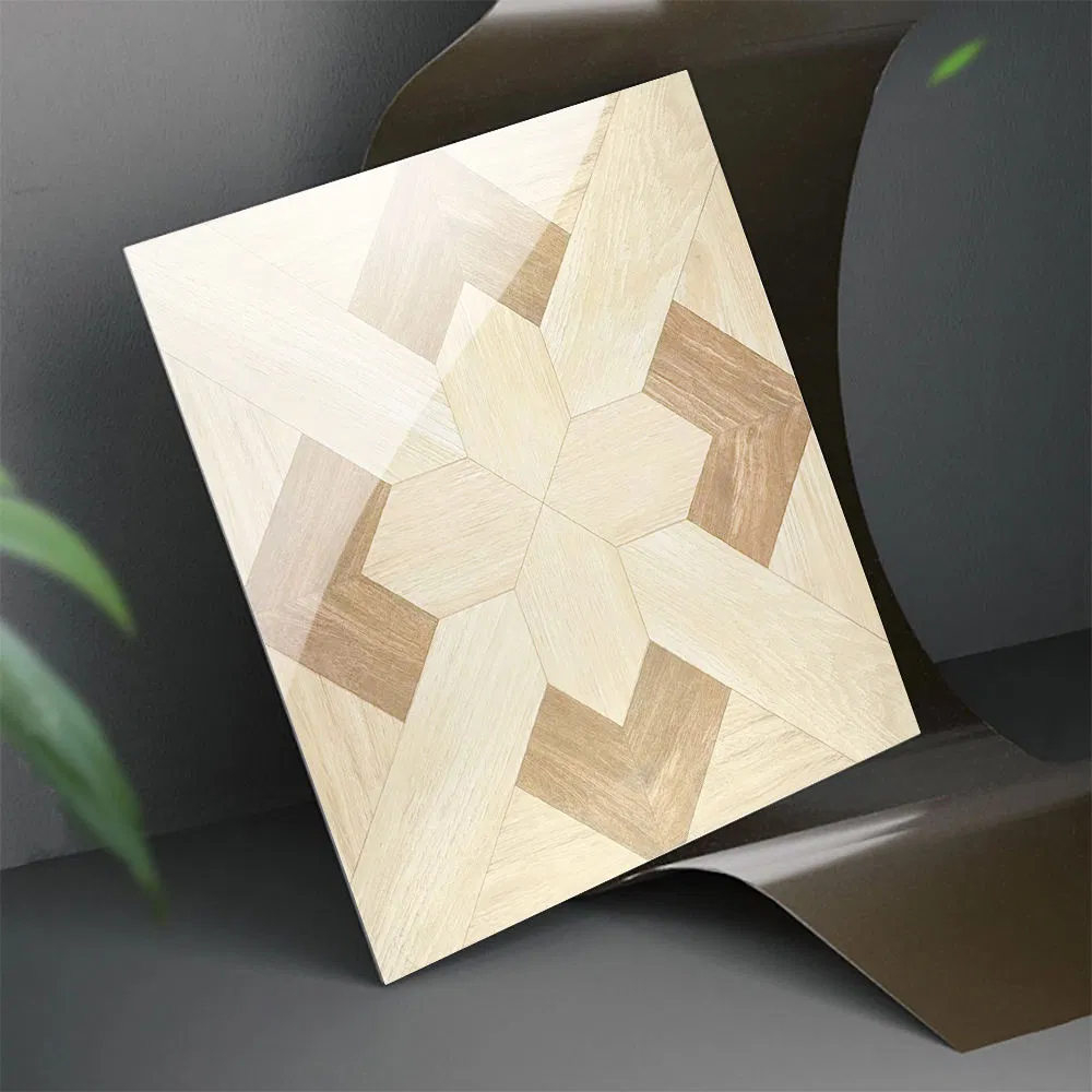 Wooden Effect Polished Porcelain Tiles for Living Room 60X60 Floor Tile Wood Flooring Glazed Full Body Wood Tile