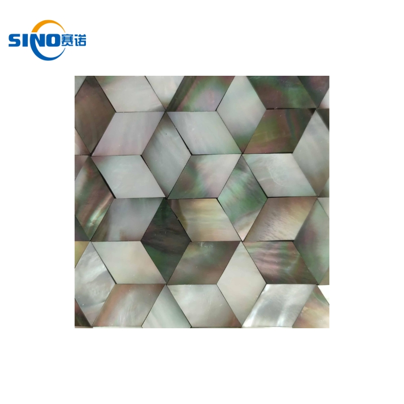 Mysterious Black Shell Mosaic Tiles with Peacock Green Luster for Artistic Residential Decor and Premium Modern Commercial Space Designs