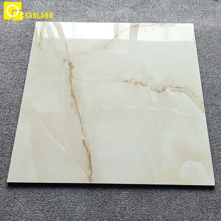 Decorative High Gloss Marble Yellow Porcelain Floor Tile