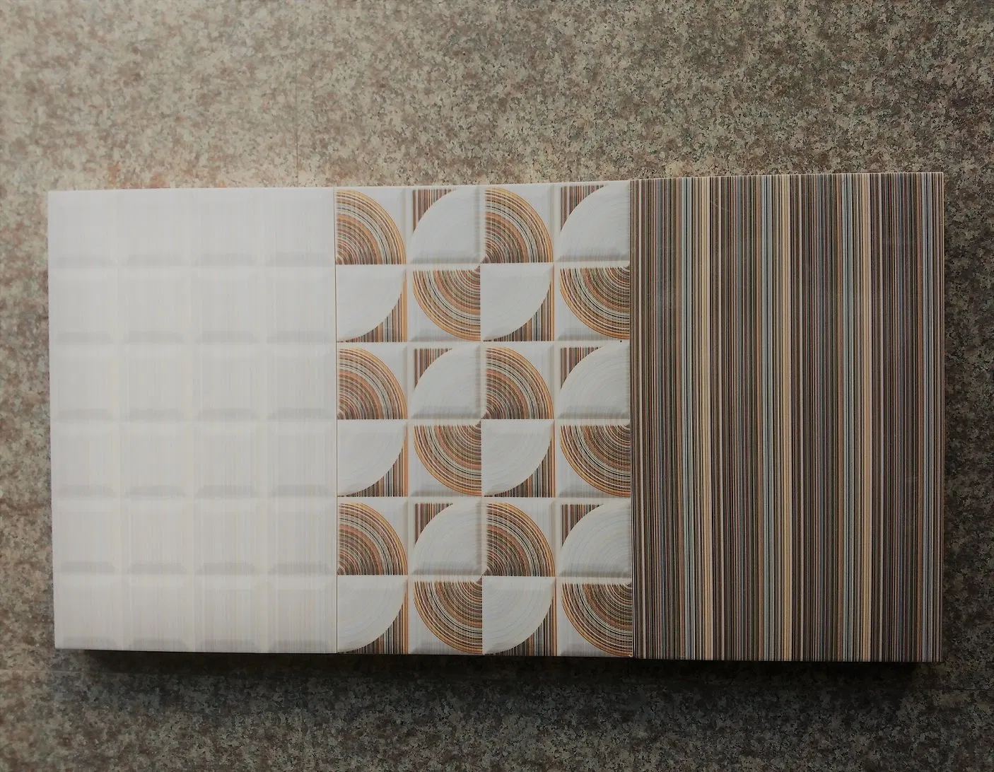 Beveled Wood Texture Block Mosaic Pattern Look Ceramic Wall Tile