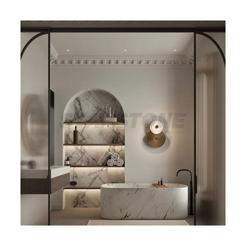 Starstone Luxury Style Custom Project Natural Stone Marble Home Hotel Bathroom Shower Wall