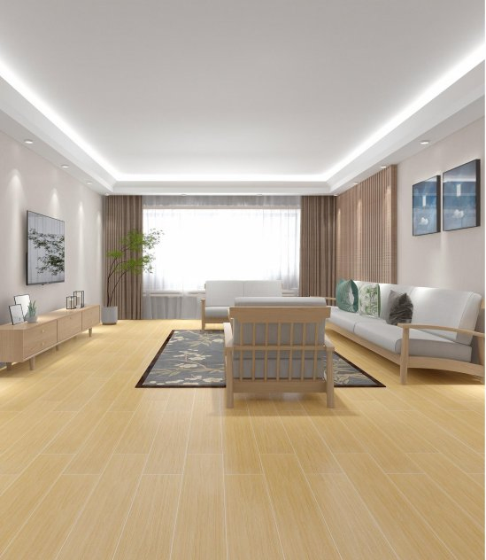 Full Glazed Polished Wood Look Anti-Slip Bathroom Living Room Tile
