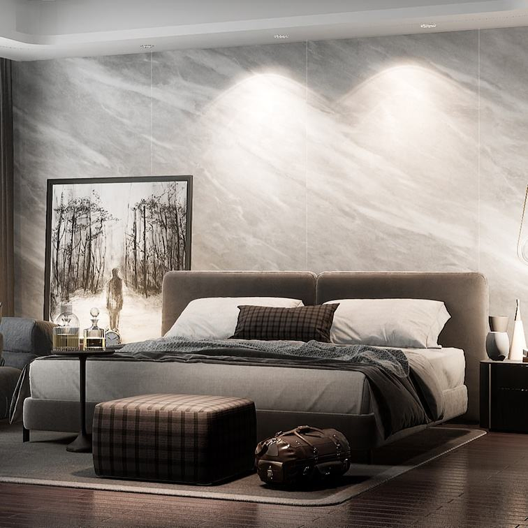 Full Polished Artificial Porcelain Slab Calais Light Grey Sintered Stone Slab