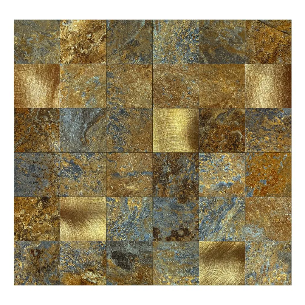 Bathroom Wall Decorative 3D Golden Peel and Stick Mosaic Wall Tile China New China Building Material