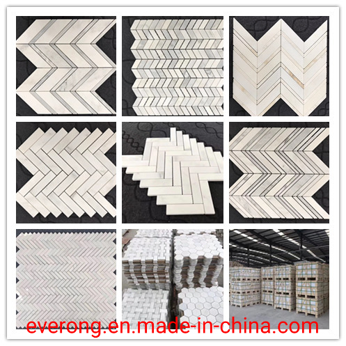 China Mixed Marble Chevron Mosaic Tile for Kitchen Backsplash
