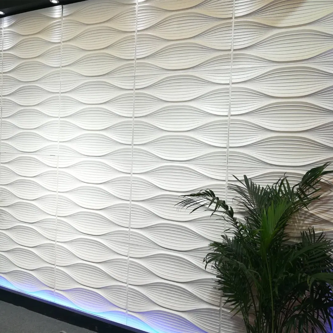Manufacturer 625mm*800mm 3D Plant Fiber Wall Panels Decorative Paintable Art 3D Wall Tiles
