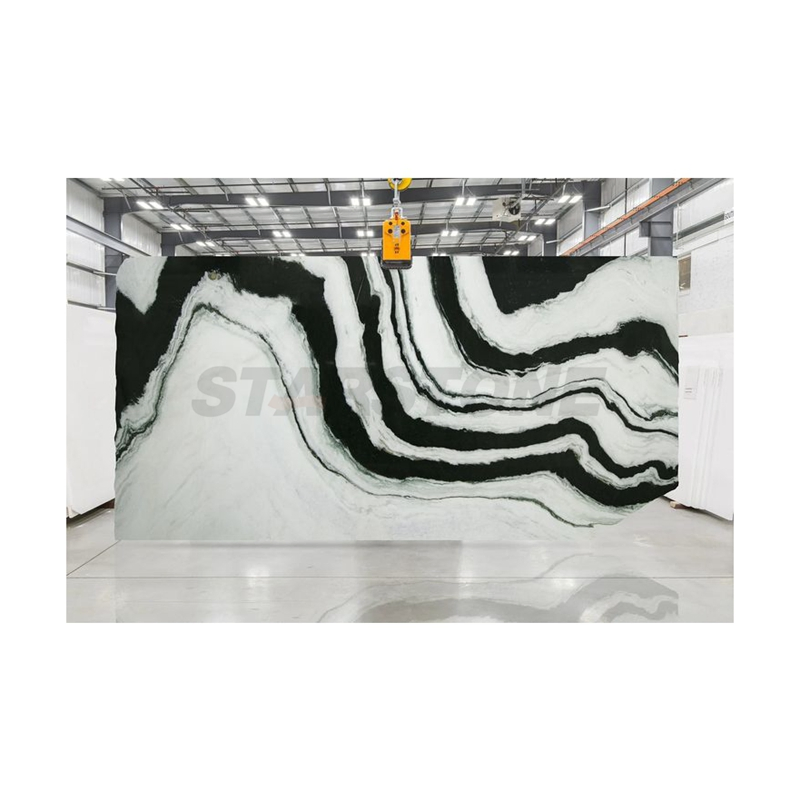 Starstone Factory Price Natural Stone Panda White Marble Home Decoration Bathroom Wall Panel Tile