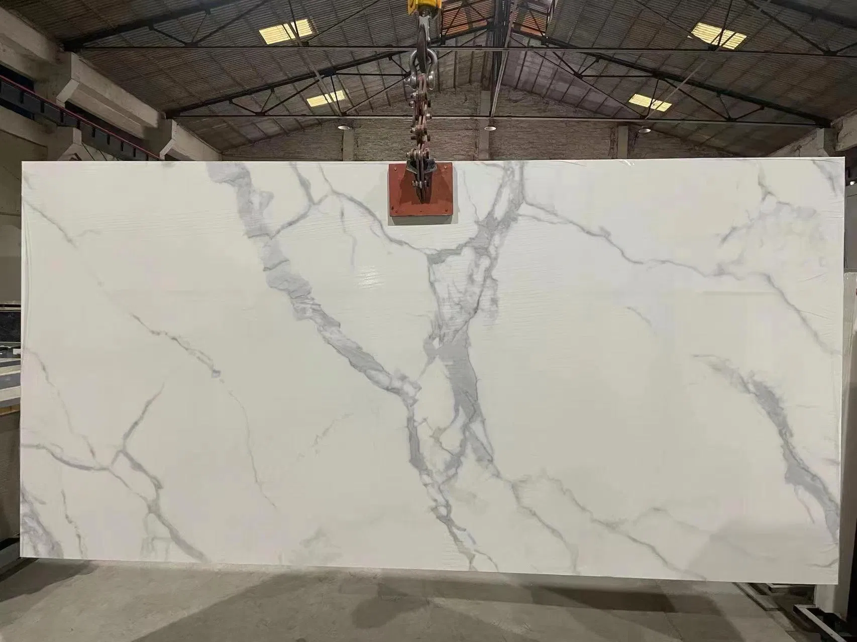 Luxury Home Decoration Large Format Porcelain Calacatta White Veins Marble Slabs Look Sintered Stone Tile for Wall