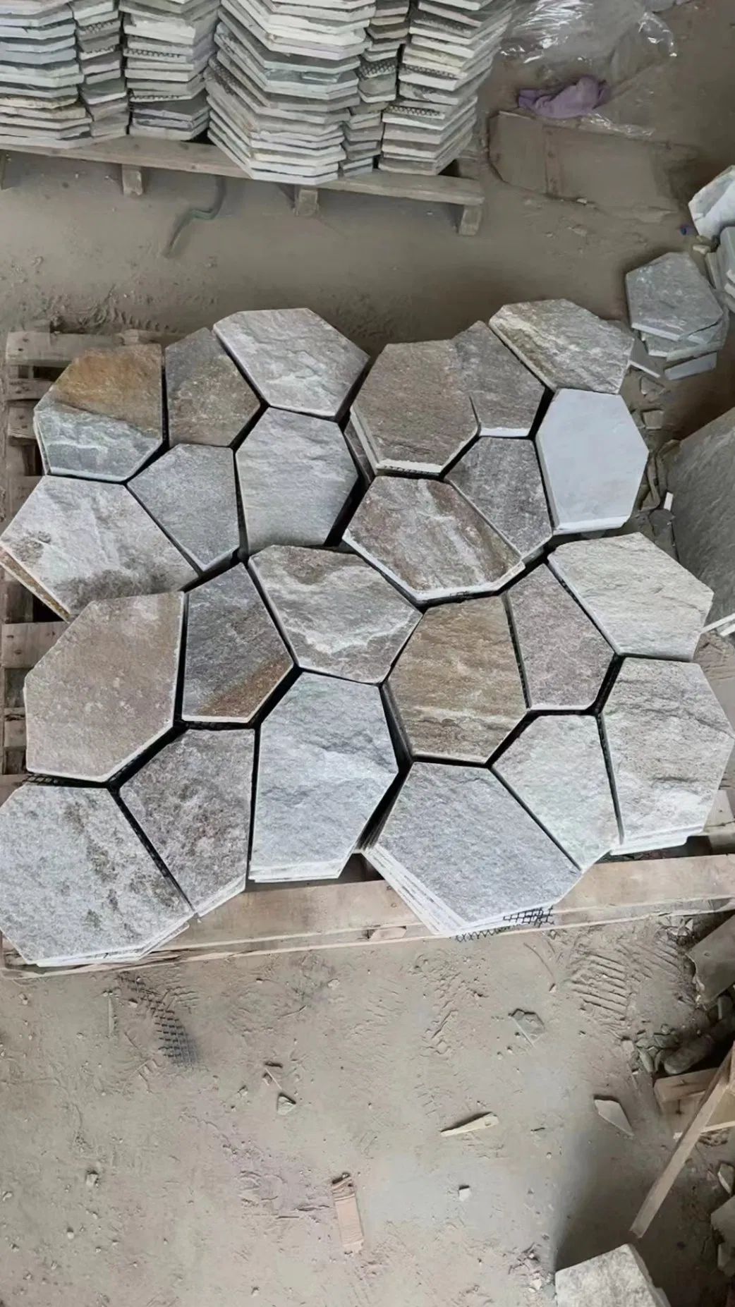 Outdoor Irregular Flagstone Paving Slate Paver with Mesh Stone Crazy Paving