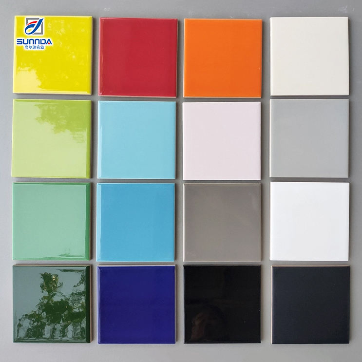 China Sunnda Good Quality 150X150mm Waterproof Glossy and Matte Bathroom Decorative Solid Color Glazed Ceramic Wall Tiles
