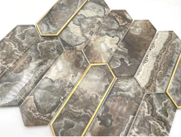 Inkjet Marble Look Mosaic Glass Tiles