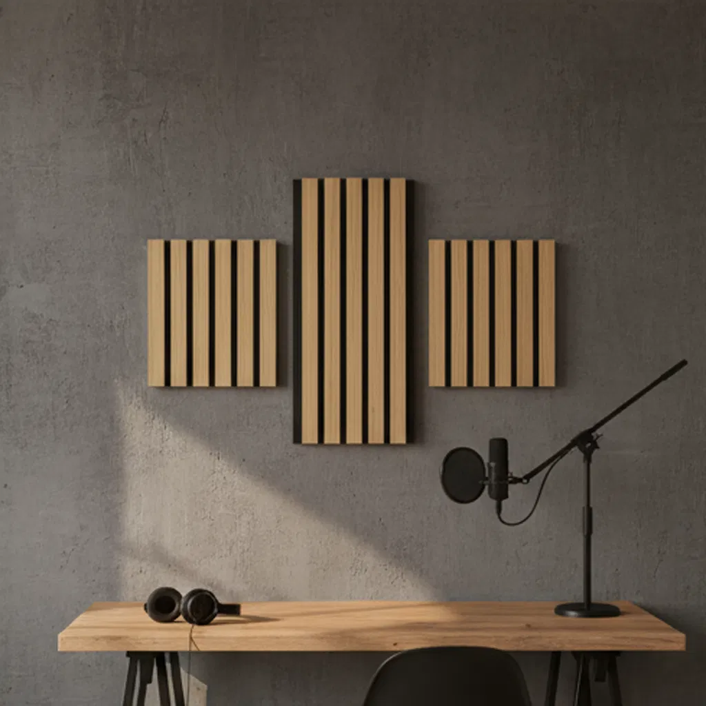 3D Pet Polyester Veneer Wooden Natural Oak Acoustic Slat Wood Wall Panels