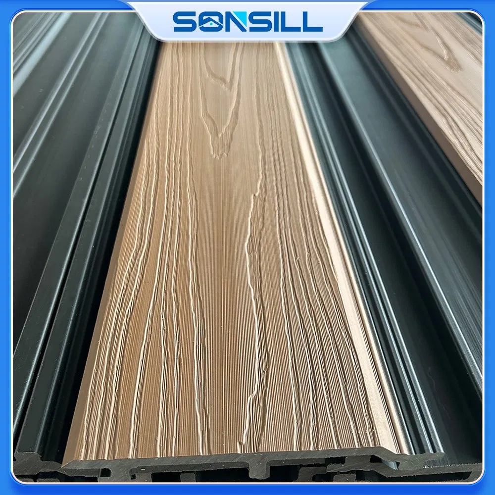 Sonsill Wholesale Building Material Composite Co-Extrued Outdoor Partition Wall Board Cladding Fluted Decorative Exterior WPC Wall Panel