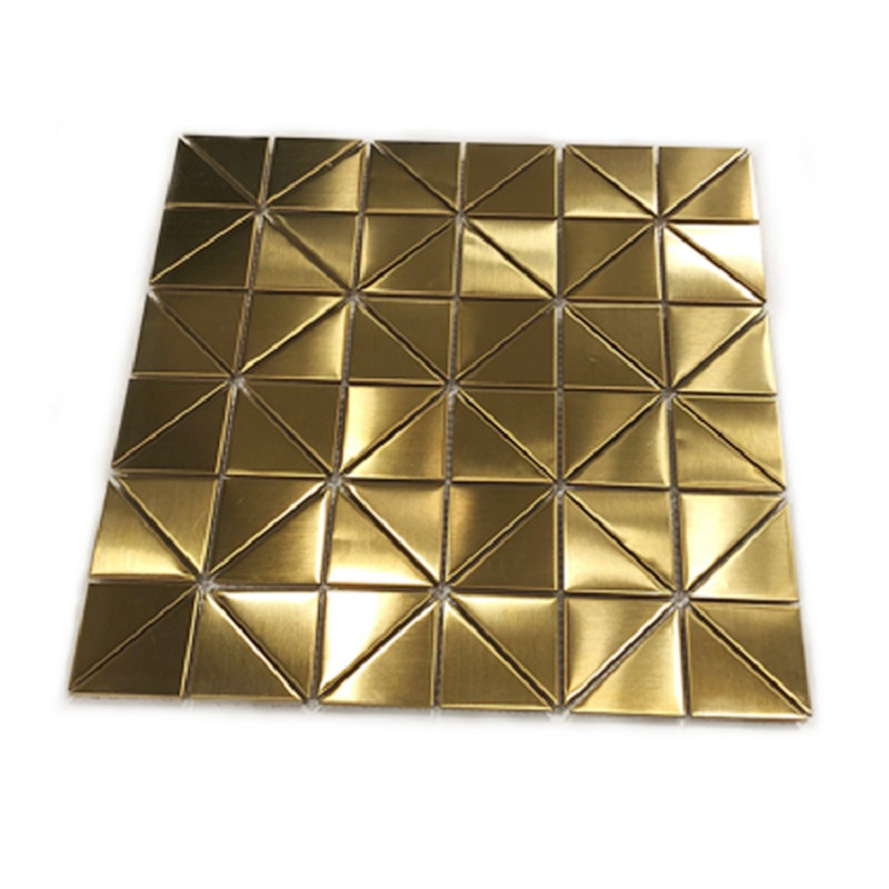 PVD Gold 3D Metal Mosaic Tile Decorative Stainelss Steel Trim for Bathroom Kitchen Wall Decoration