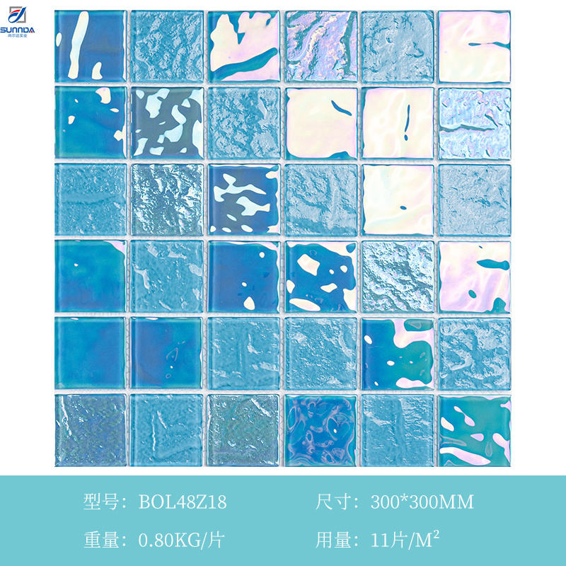 Luxury Flooring Bathroom Wall Decorative Mosaics Customized Color Mixed Swimming Pool Glass Mosaic Tile