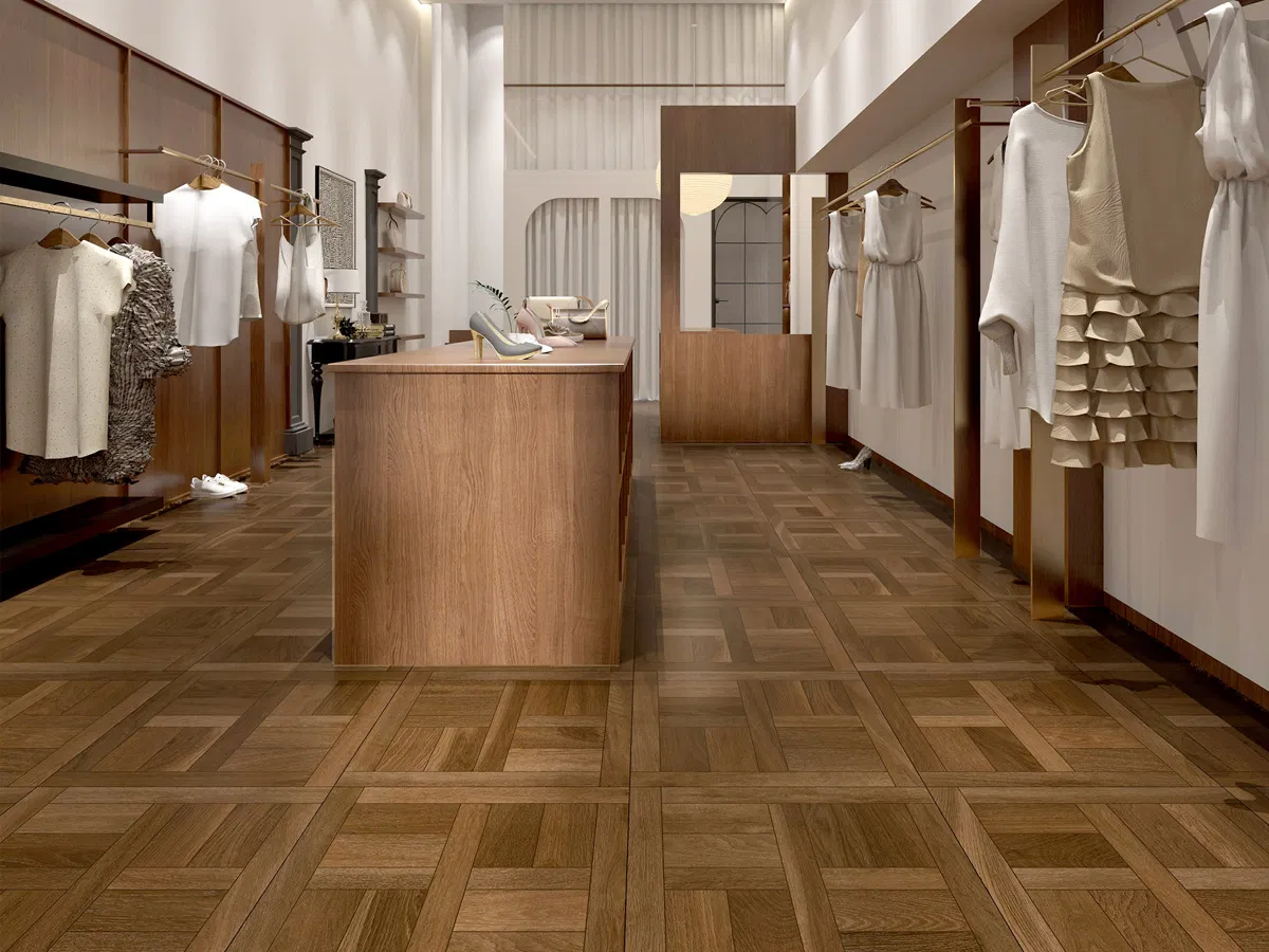 Living Room Floor Pattern Wooden Grain Tile 600X600mm Price Brown Wood Look Rustic Ceramic Porcelain Tiles