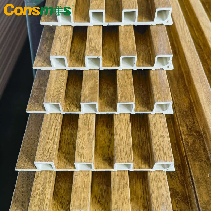 Consmos Factory Wholesale Wood Alternative Building Material Interior Fluted Cladding PVC Decorative WPC Wall Panel