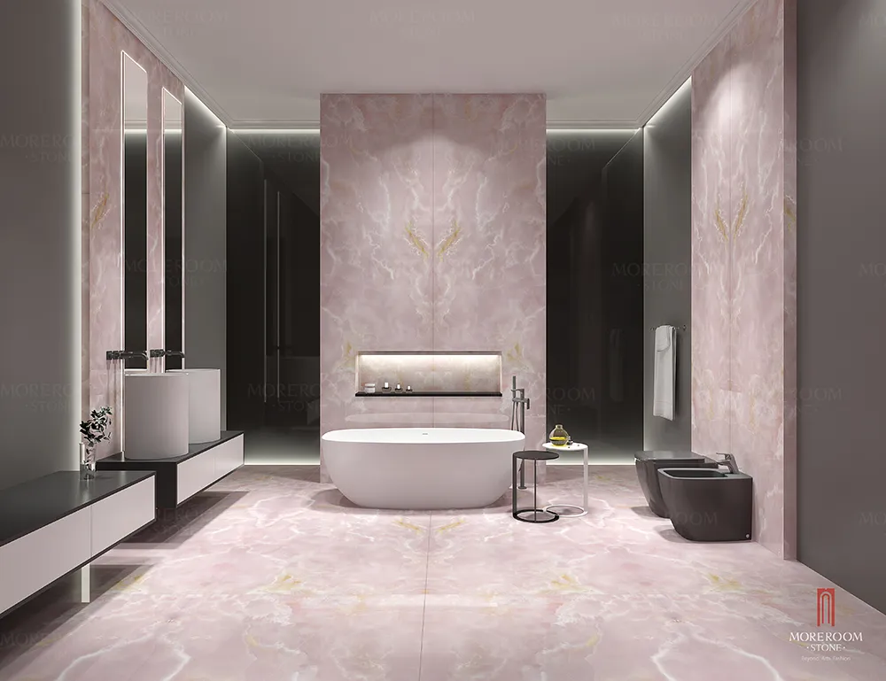 Pink Onyx Bathroom Floor