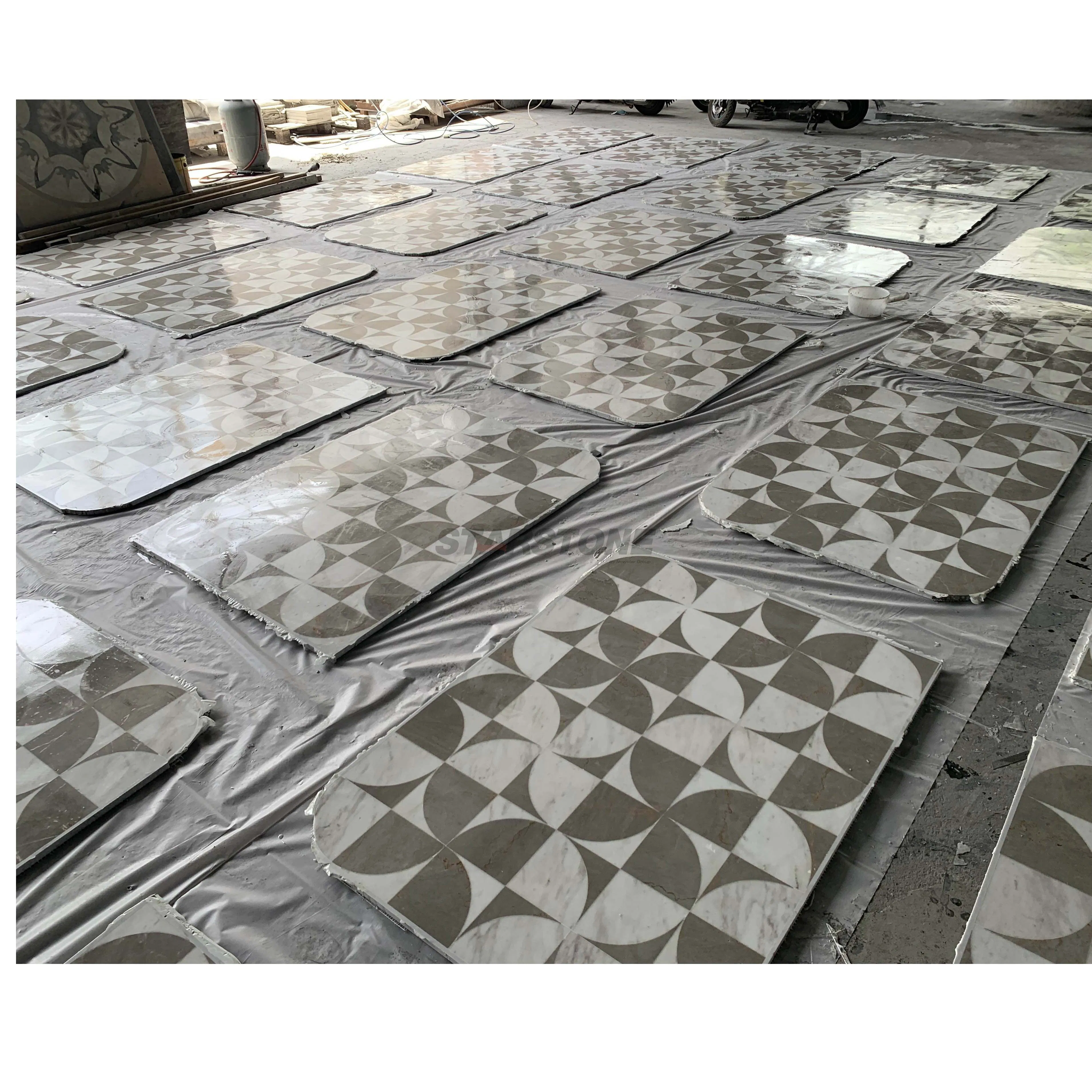 New Arrival Custom Marble Water Jet Tile for Luxury Floor Design and Decorative Marble Mosaic Patterns