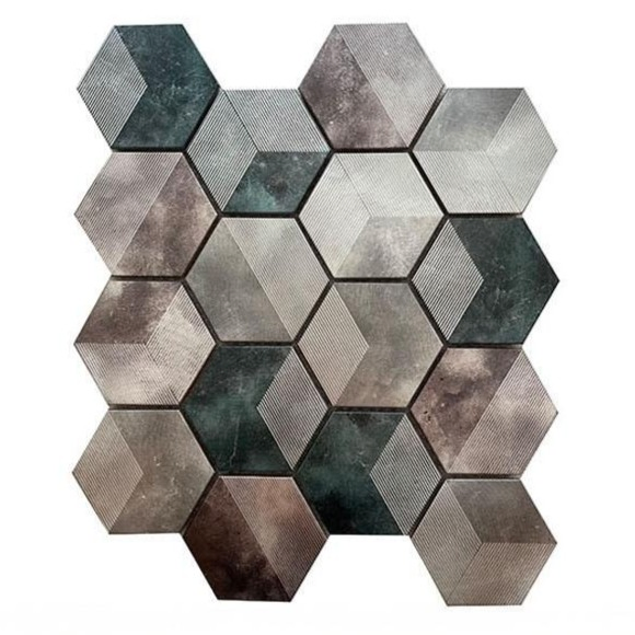 Custom Pattern Hexagon Aluminum Metal Mosaic Waterproof Decorative Tiles for Kitchen Backsplash Bathroom Wall Unique Home Improvement Panels