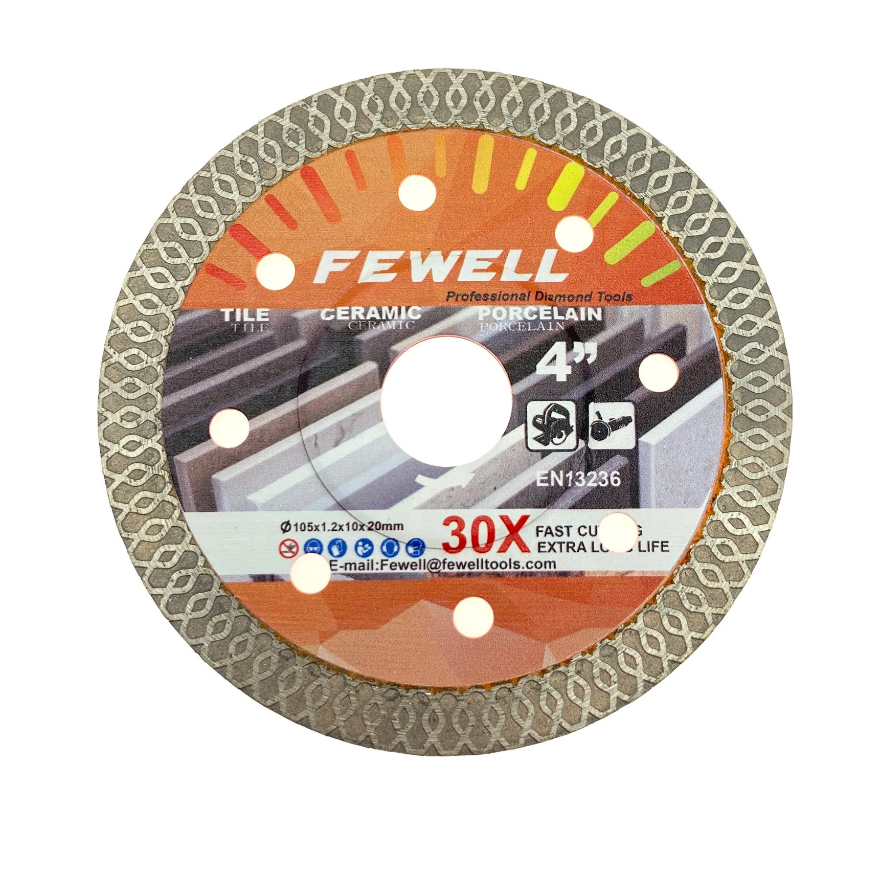 Hot Press 4inch 105*10*20mm 1.2 Thickness Super Ultra Thin Turbo Diamond Disc Saw Blade for Dry Cutting Ceramic Tile Porcelain