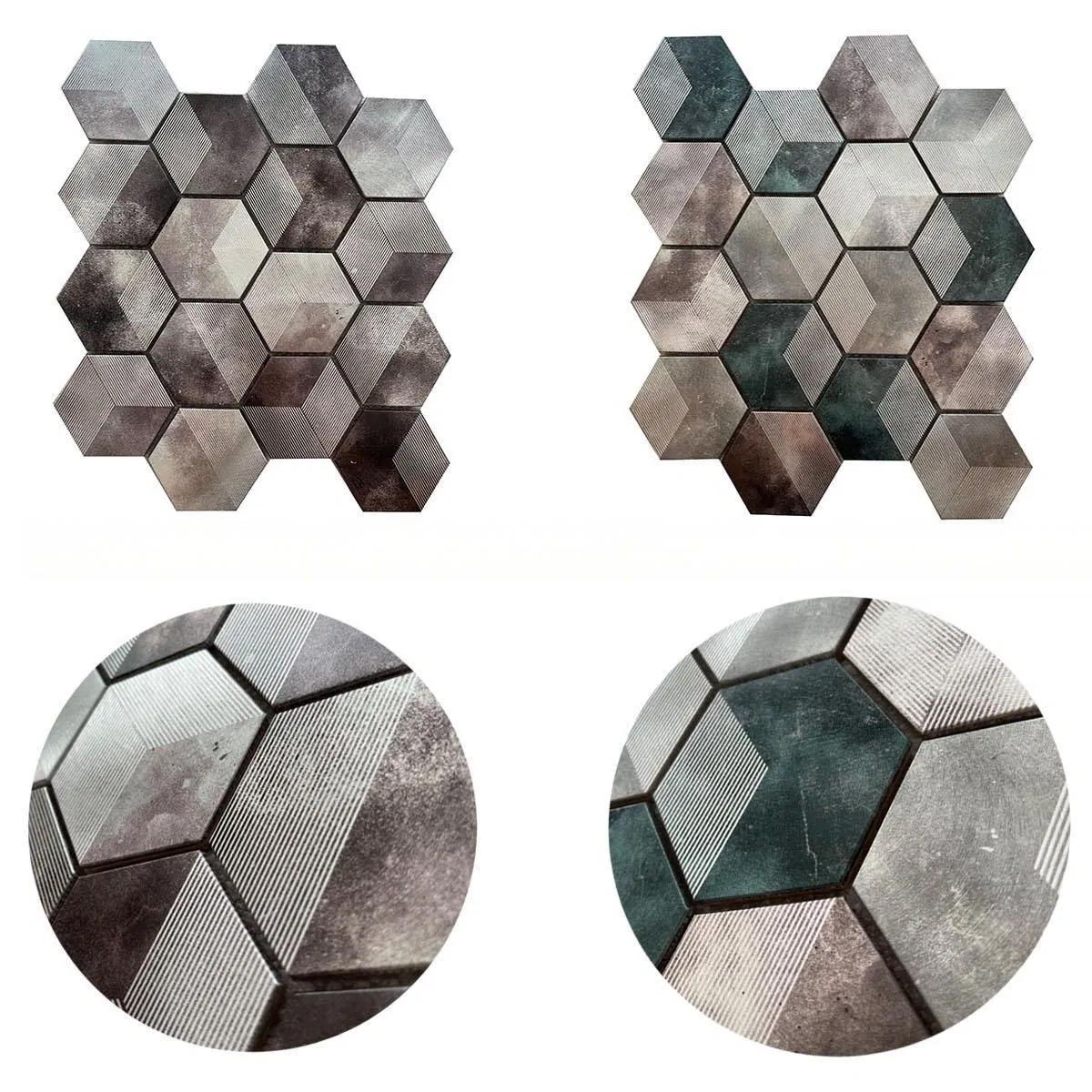 Custom Pattern Hexagon Aluminum Metal Mosaic Waterproof Decorative Tiles for Kitchen Backsplash Bathroom Wall Unique Home Improvement Panels