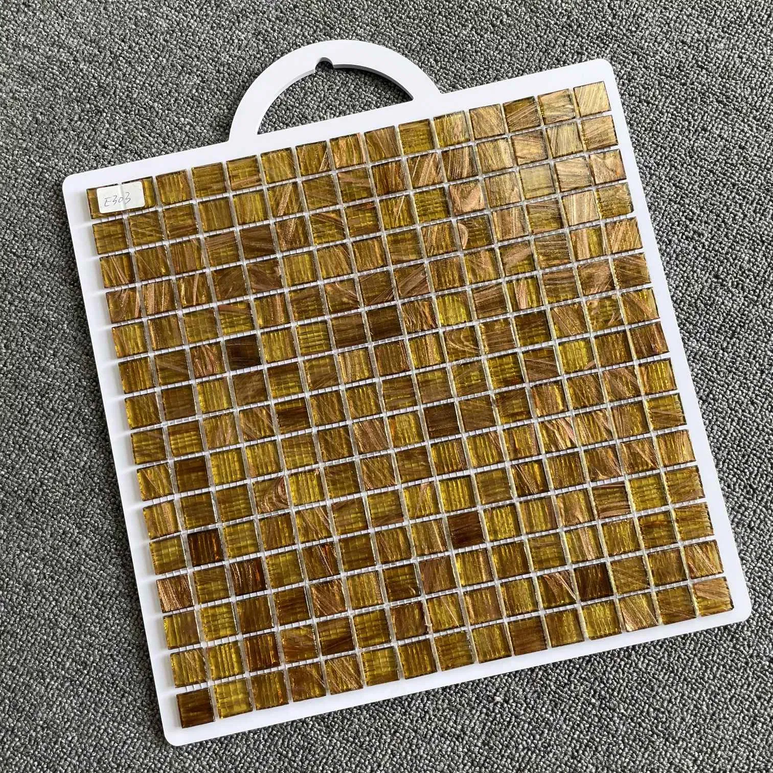 Foshan Decorative Building Material Blue Swimming Pool Glossy Crystal Glass Mosaic Flooring Wall Tile