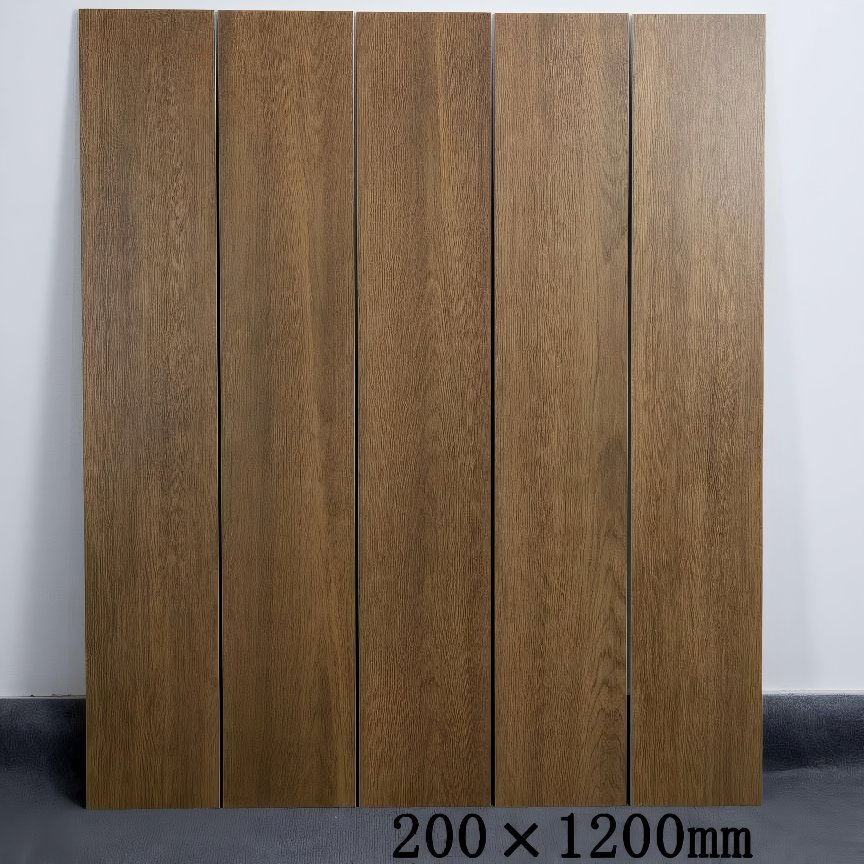 Large Format 200X1200mm Walnut Grain Ceramic Tile Rectified Finish Dark Brown Glazed Wood Pattern Floor Planks