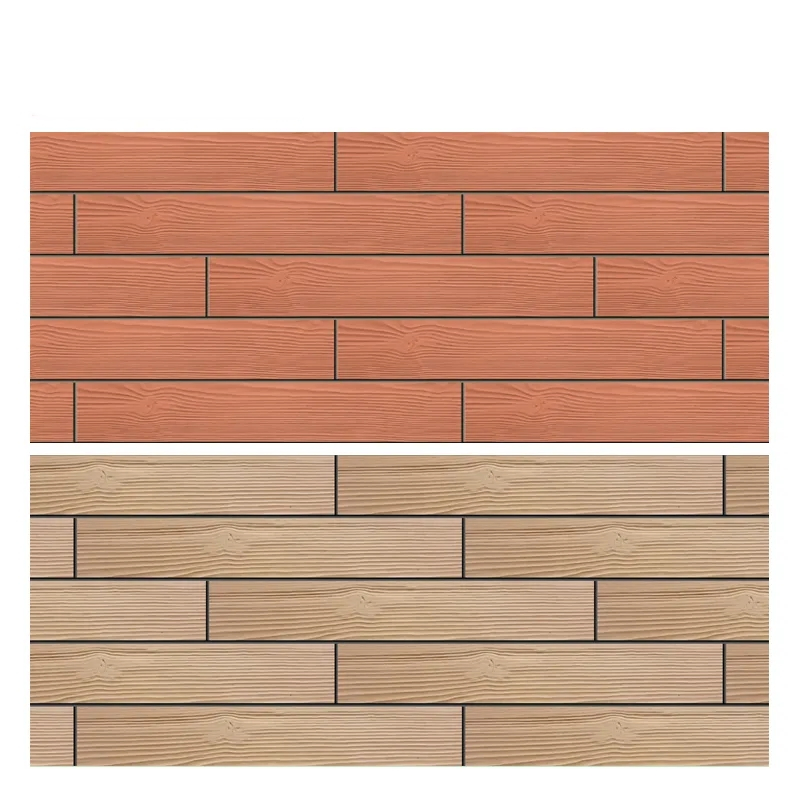 Anti-Slip Acid-Resistant Modified Clay Faux Wooden Look Porcelain Flooring Flexible Tile Facade