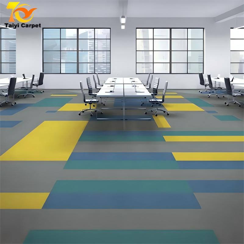 Commercial Office Space PVC Backed Loop Pile Engineering Modular Carpet Tile